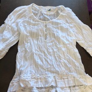 anthropologie || white peasant blouse || size m